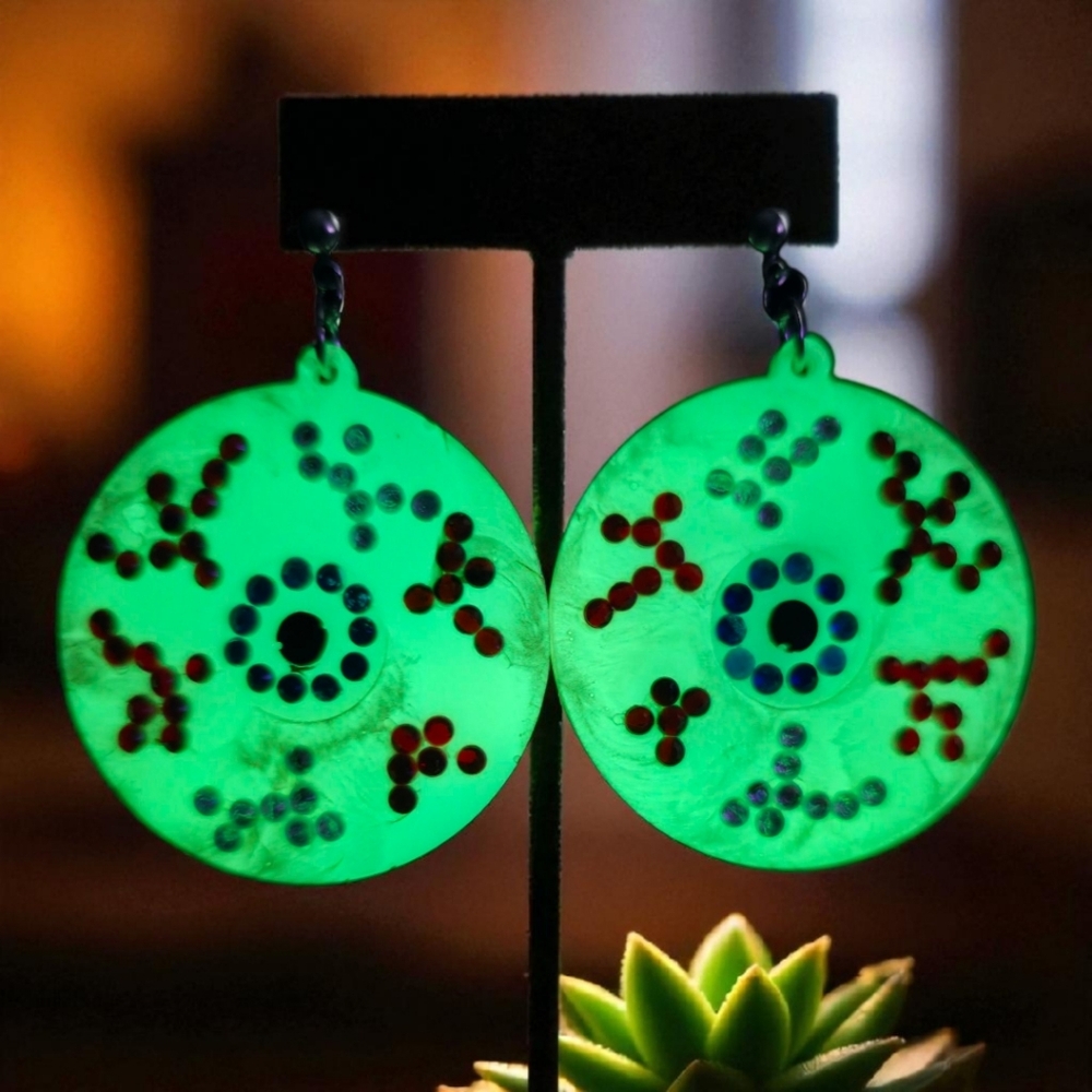 Handmade Glow In The Dark Halloween Eyeball Earrings - Picture 2 of 4